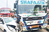 Udupi: Car rams into bus from behind; woman seriously injured